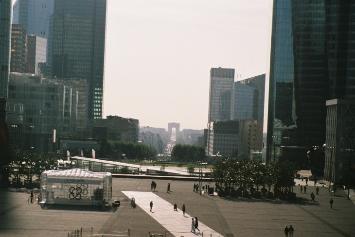 La Defense parvis de la Défense towards the arc de triomphe dec13