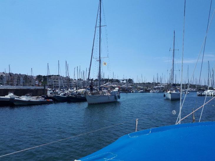 Port du Crouesty blue lagoon boat out marina to gulf jul21