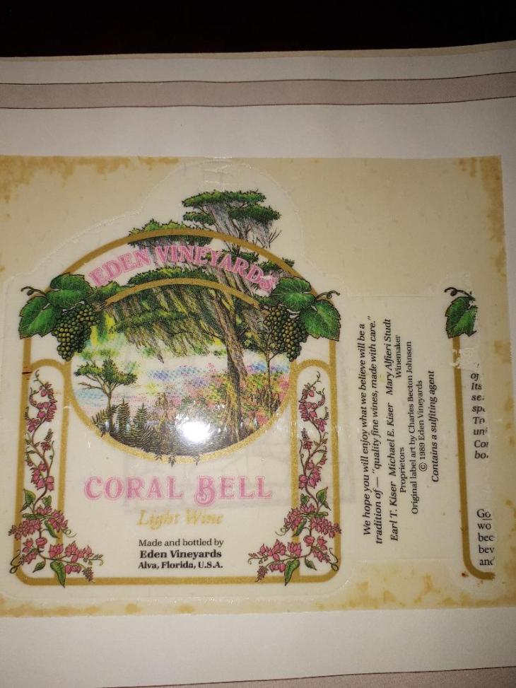 Eden vineyards Coral belle wine 1994