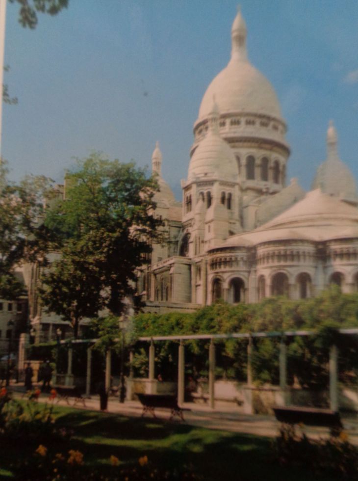 Paris basilica sacre coeur from jardin carmel rue de la bonne