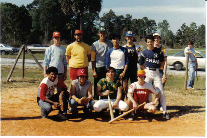 db ERAU management club softball team pedro in green in front seated 1981