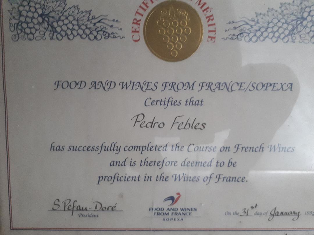 Miramar Sopexa diploma on wine knowledge