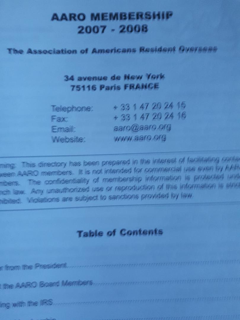 Paris AARO membership
