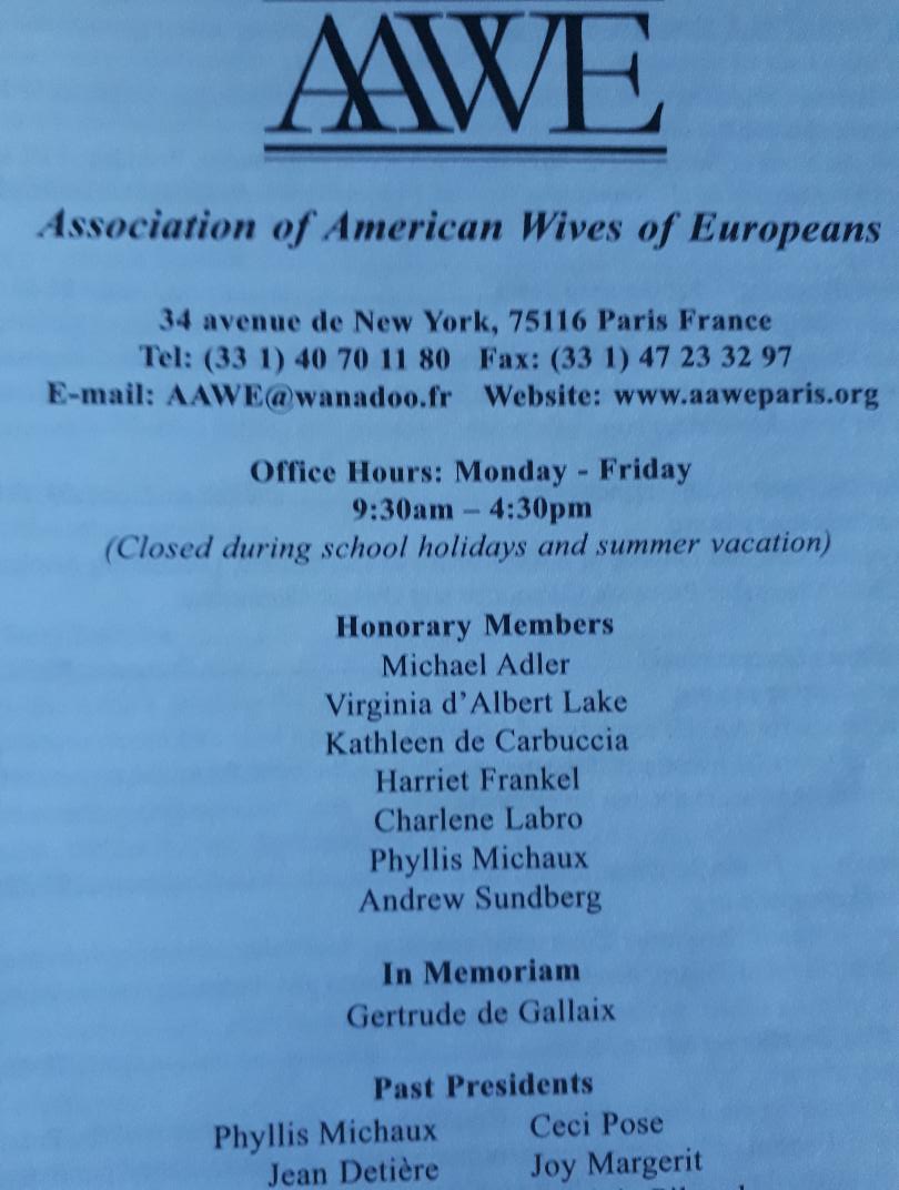Paris AAWE assoc american wives of europeans