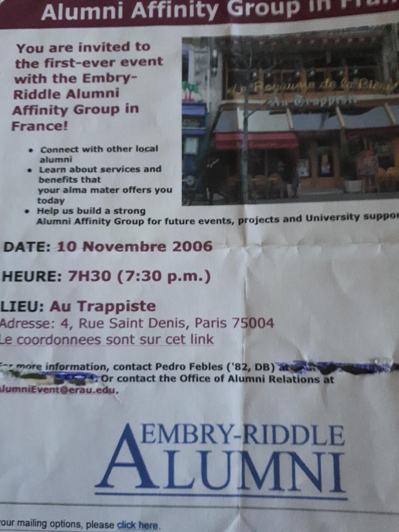 Paris Au Trappiste ERAU alumni brochure 2006