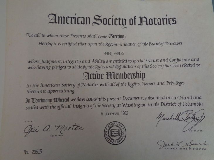 Perth Amboy Americans society of notaries member PF 6Dec1982