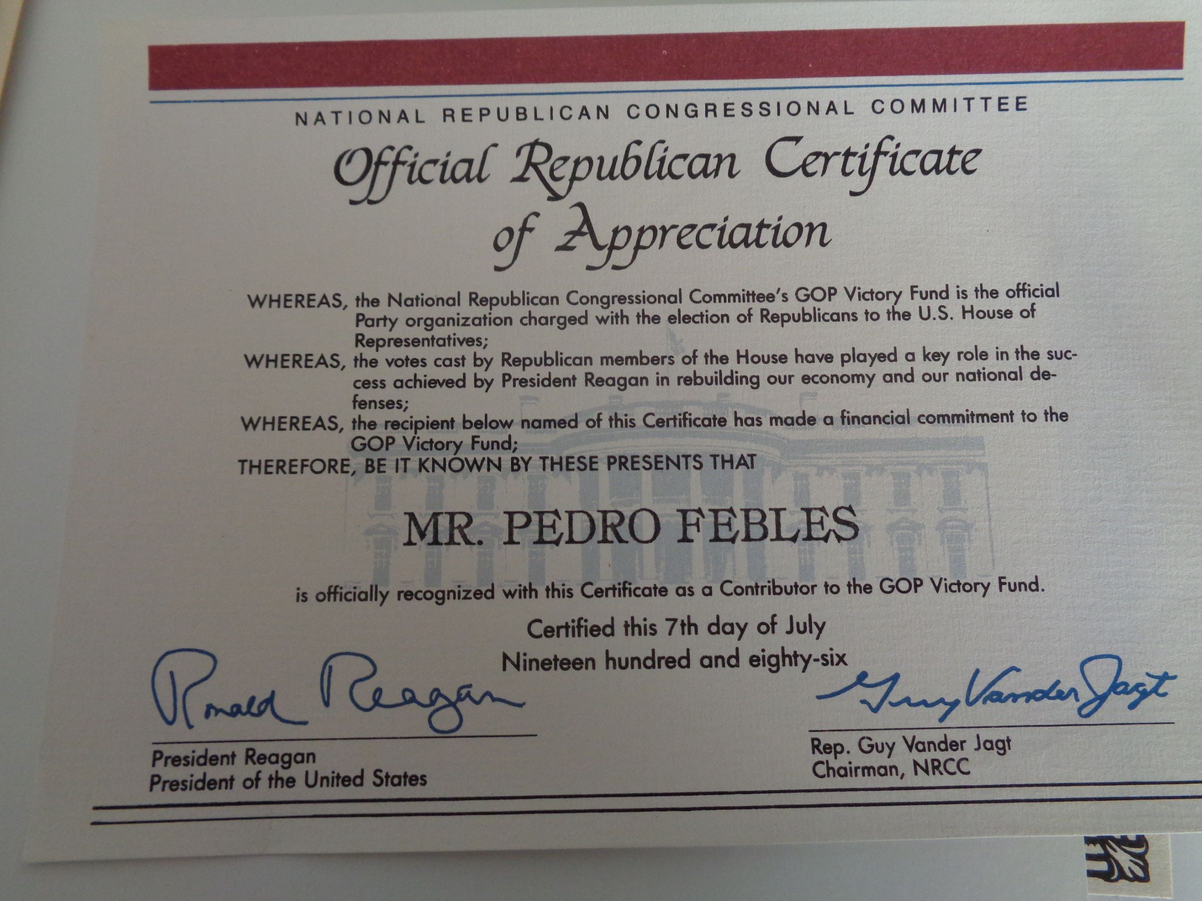Perth Amboy Nat Rep Congress Comm recog PF jul86
