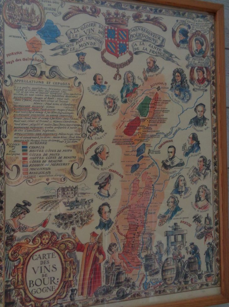 Burgundy wine historical map gift grandmere fourre c1991