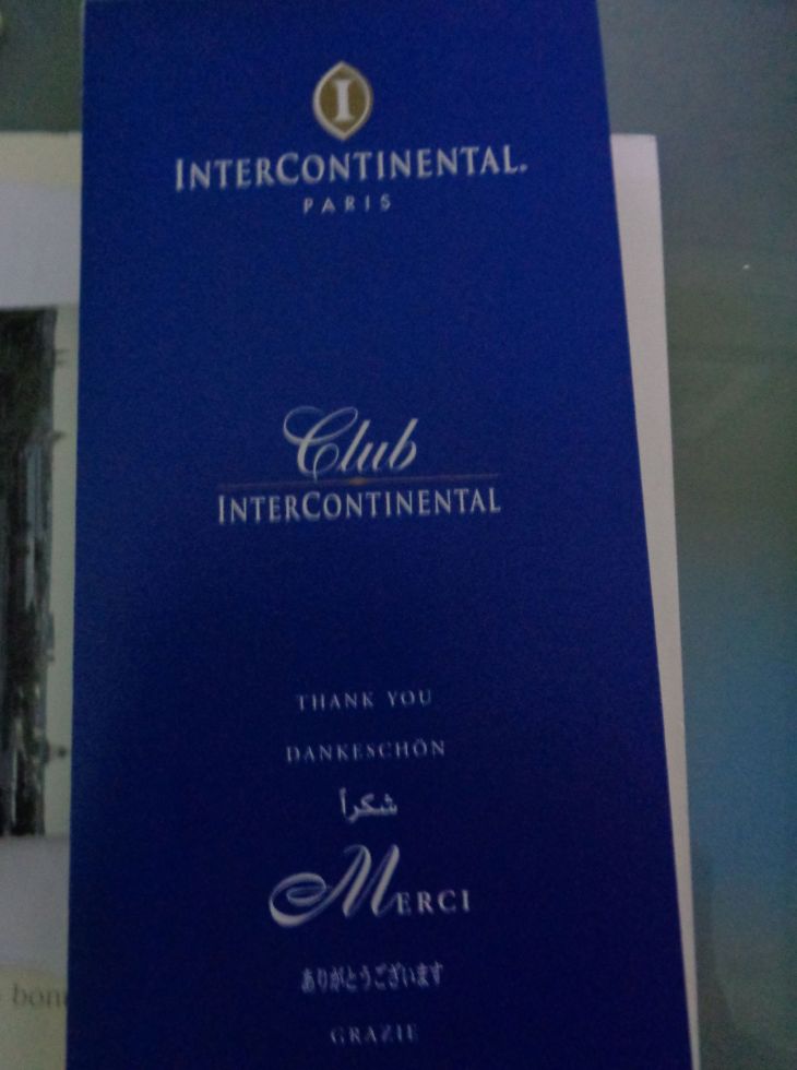 Paris intercontinental hotel Club level brochure