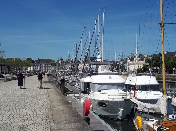 Vannes le port marina looking to old town boats may23