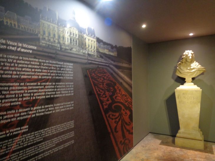 Vaux le Vicomte castle permanent collection on André Le Nôtre gardener bust may23