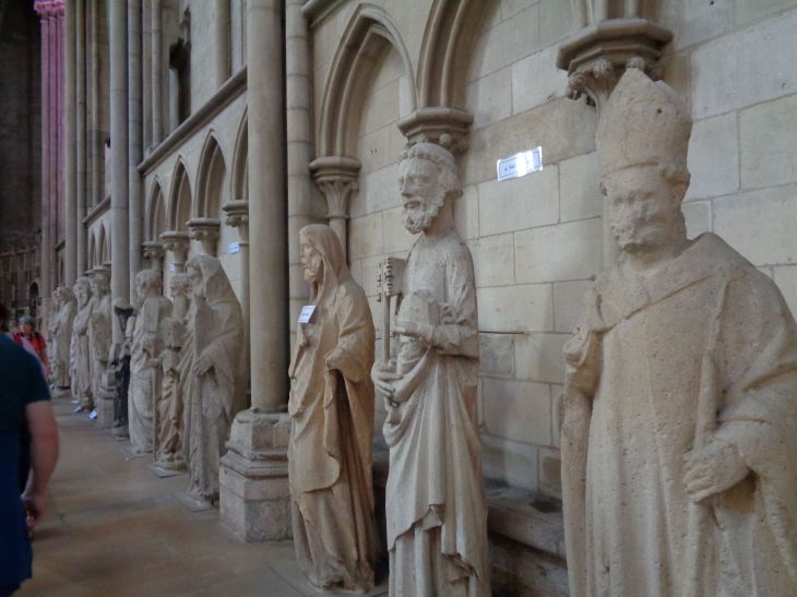 Rouen Cathedral Notre Dame Saints etc on stone statues jun23