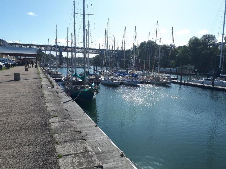 Douarnenez port Rhu boats and Pont de Port Rhu oct23