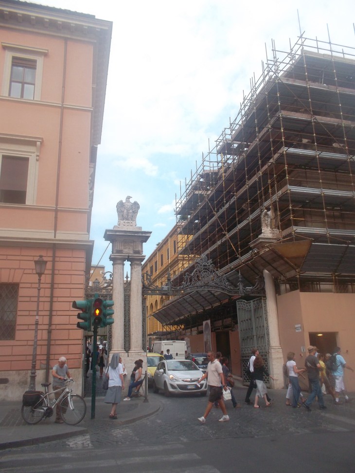 Vatican roma street with eagle entrance aug13