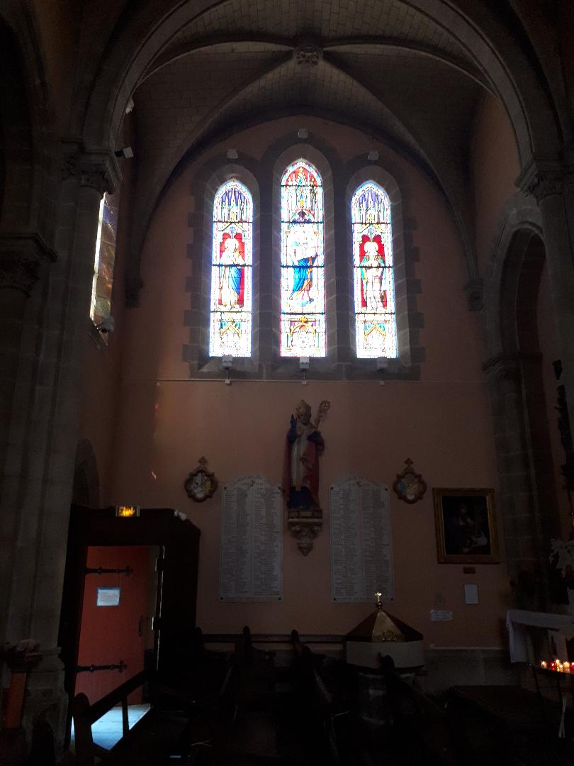 Plumelec ch Saint Maurice chapel on the right out door aug20