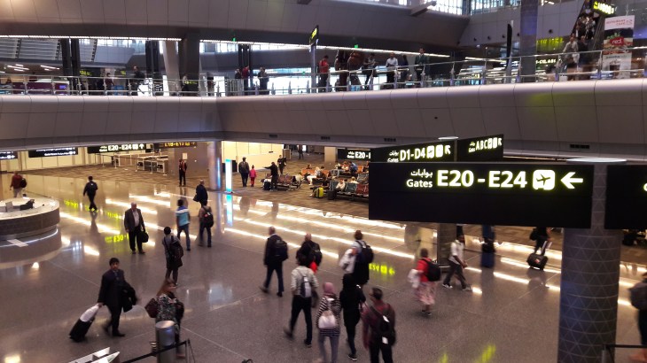 doha qatar airport to gate E24 et Entebbe uganda apr18