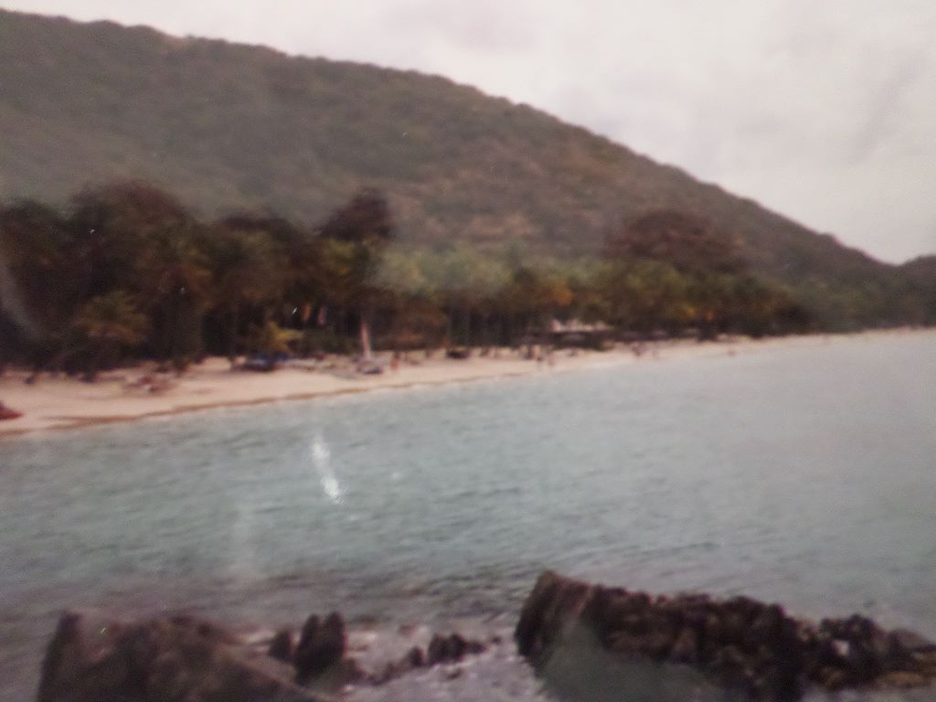BVI Tortola st peter island beach from mountain c1988