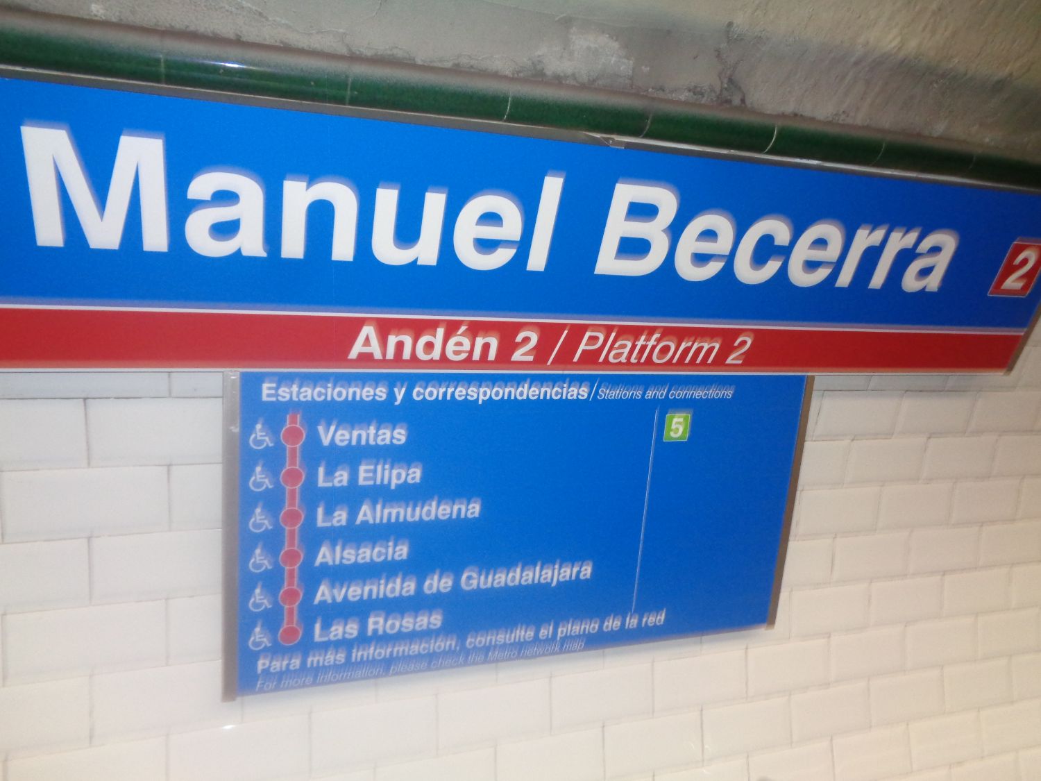 Madrid metro Manuel Becerra ln 2 to line 5 dec24