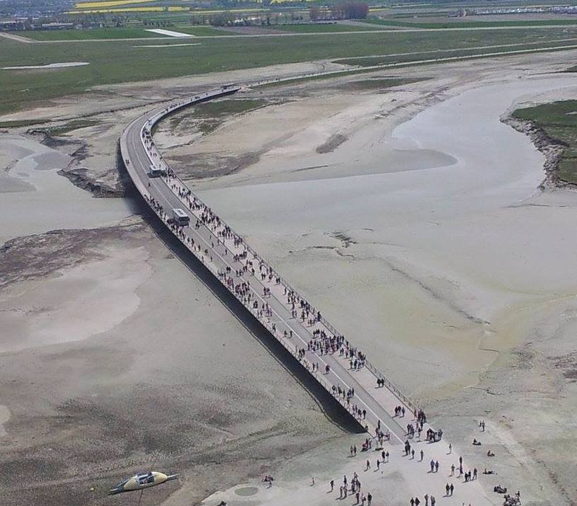 Mont Saint Michel pont passerelle from above dec23