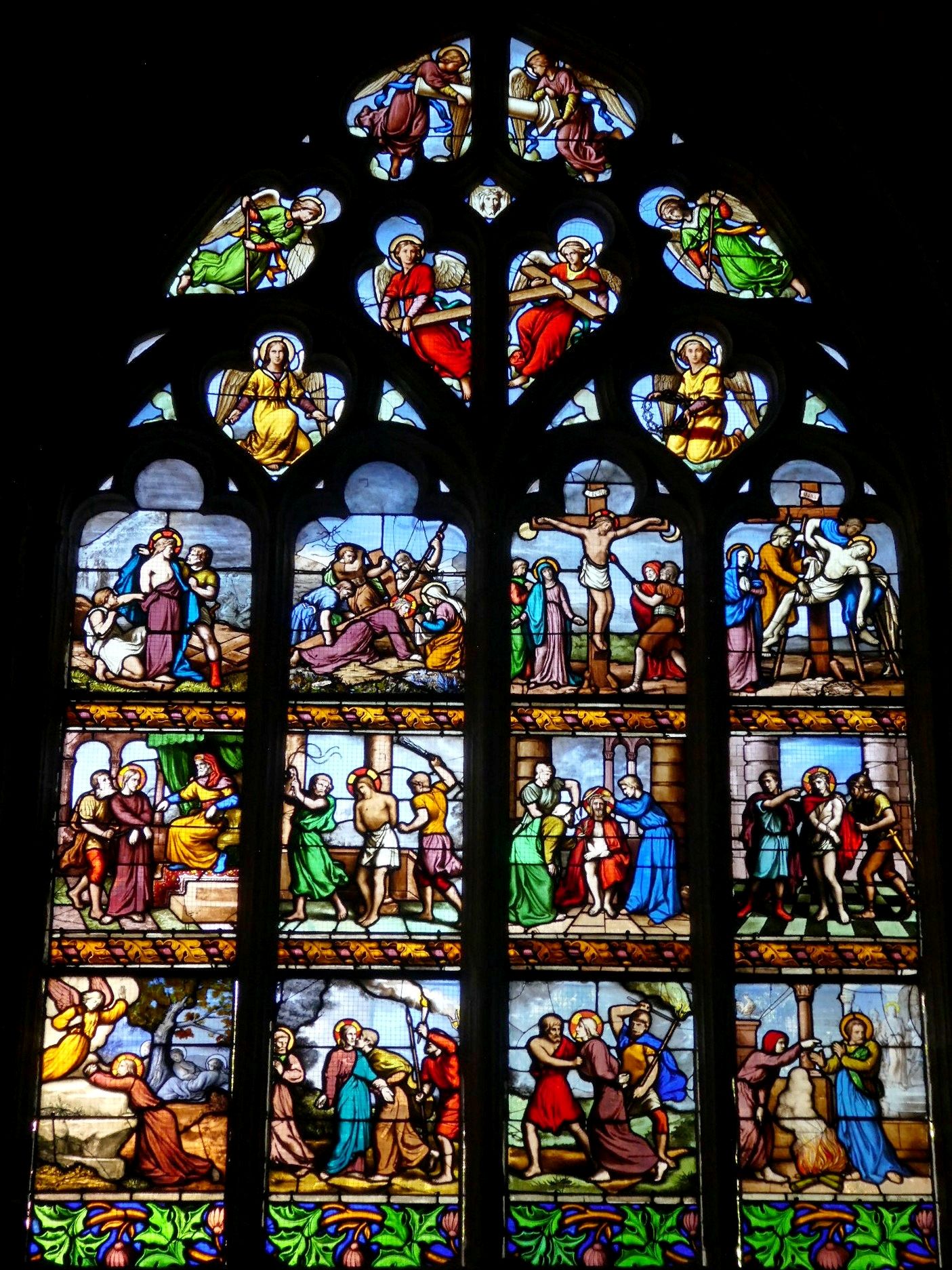 Quimper Cathédrale St Corentin stained glass chapelle de la Passion la condamnation et la mort de Jésus dec24
