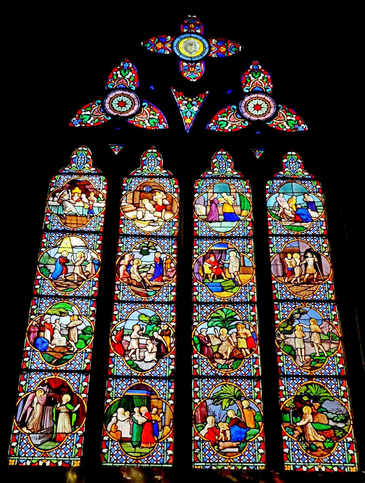 Quimper Cathédrale St Corentin stained glass window life of St John the Baptist dec24